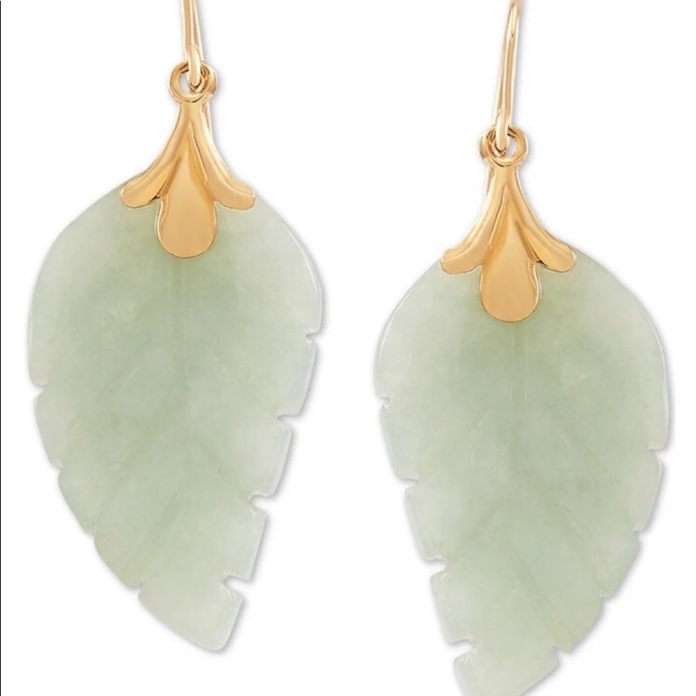New Jade leaf earrings 10k Gold